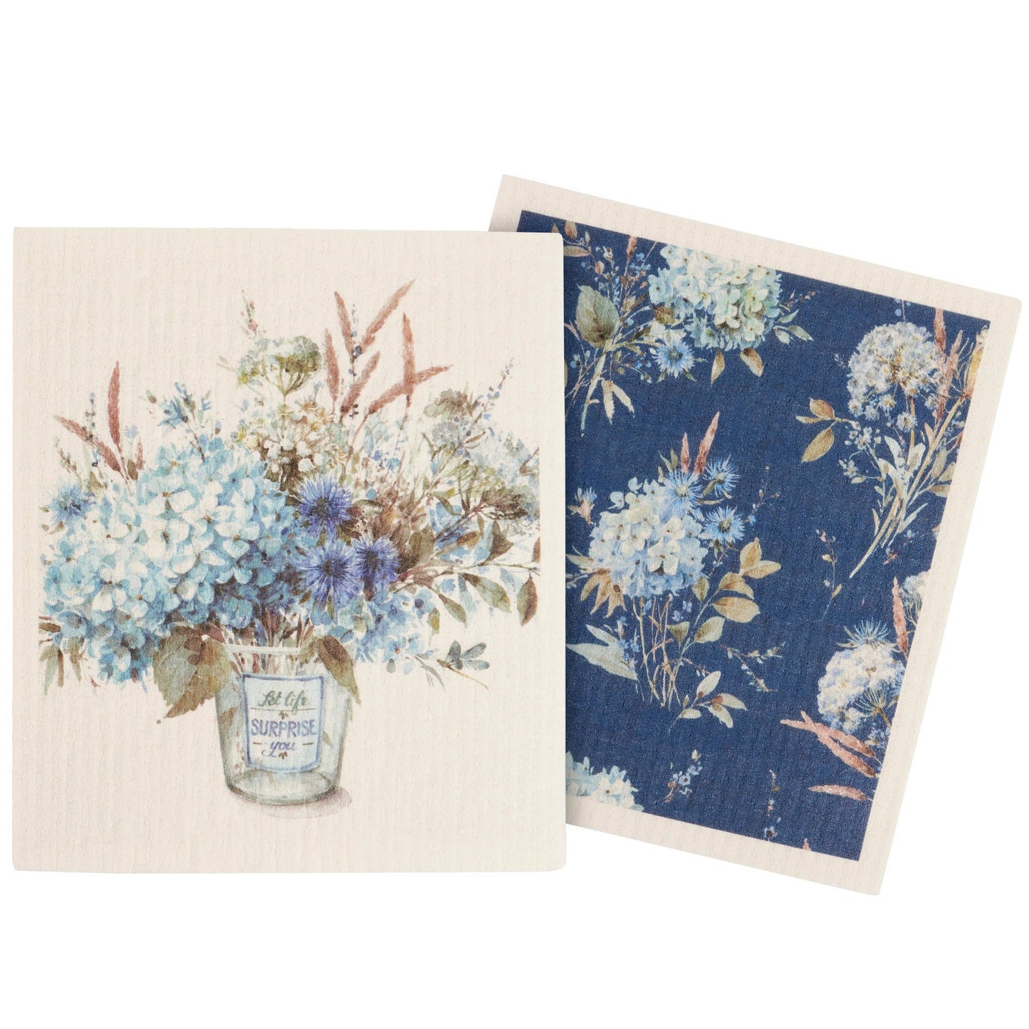 Blue Floral Swedish Dishcloth Set