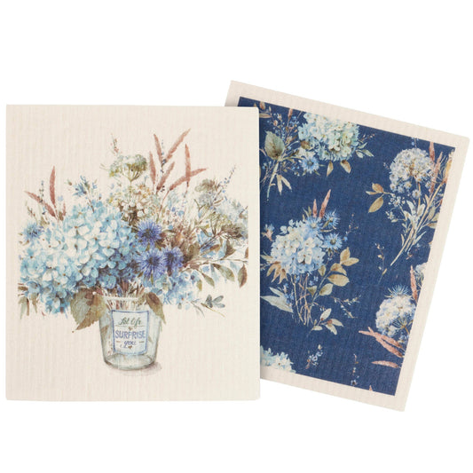 Blue Floral Swedish Dishcloth Set