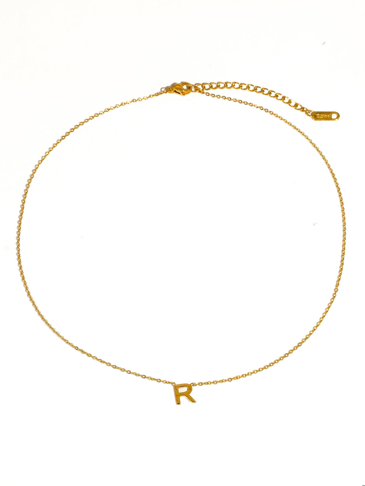 Desir 18K Gold Non-Tarnish Petite Classic Letter Necklace: Yellow Gold / W