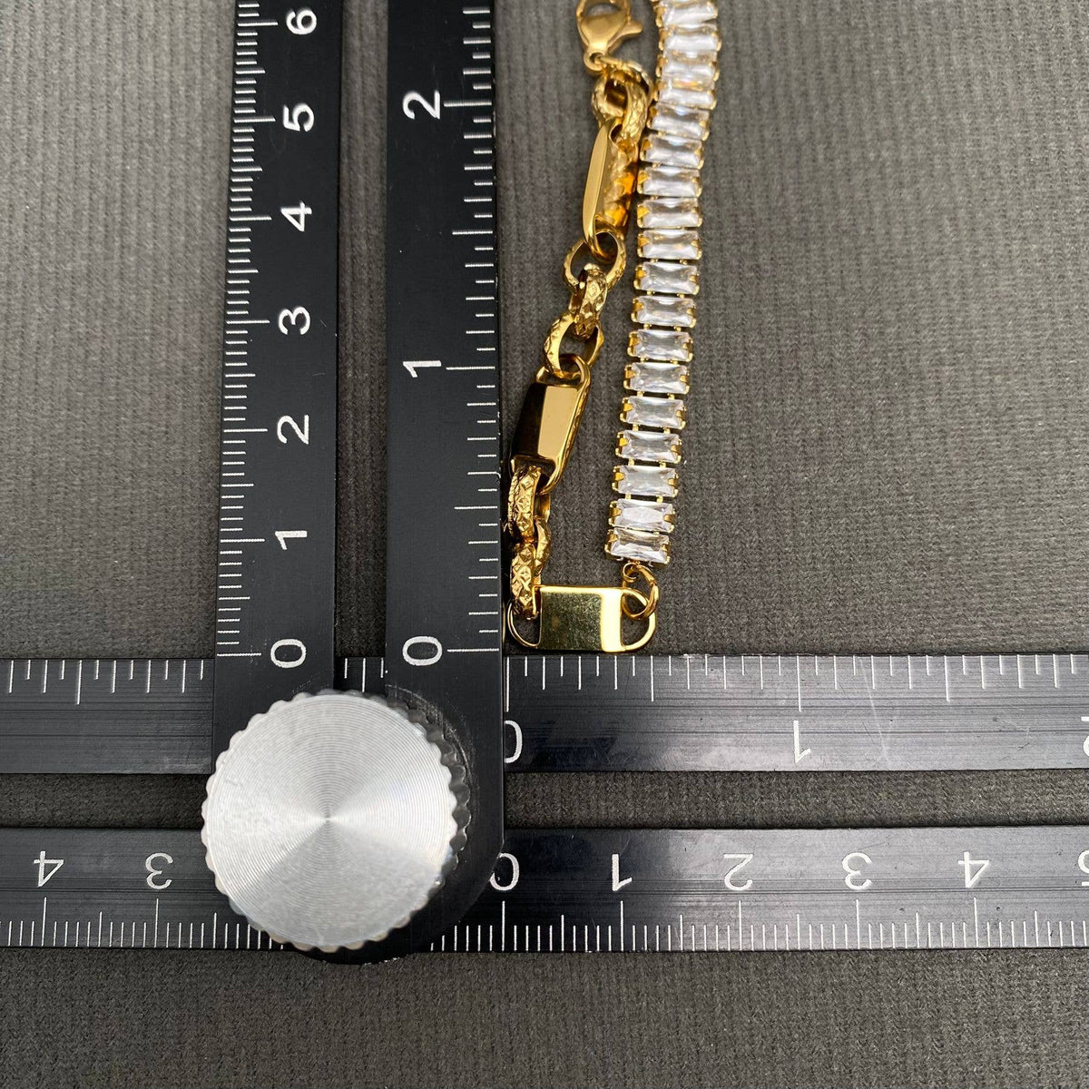 Square Zircon Iinked 18K Gold Plated S.Steel Bracelet - FGS: Golden
