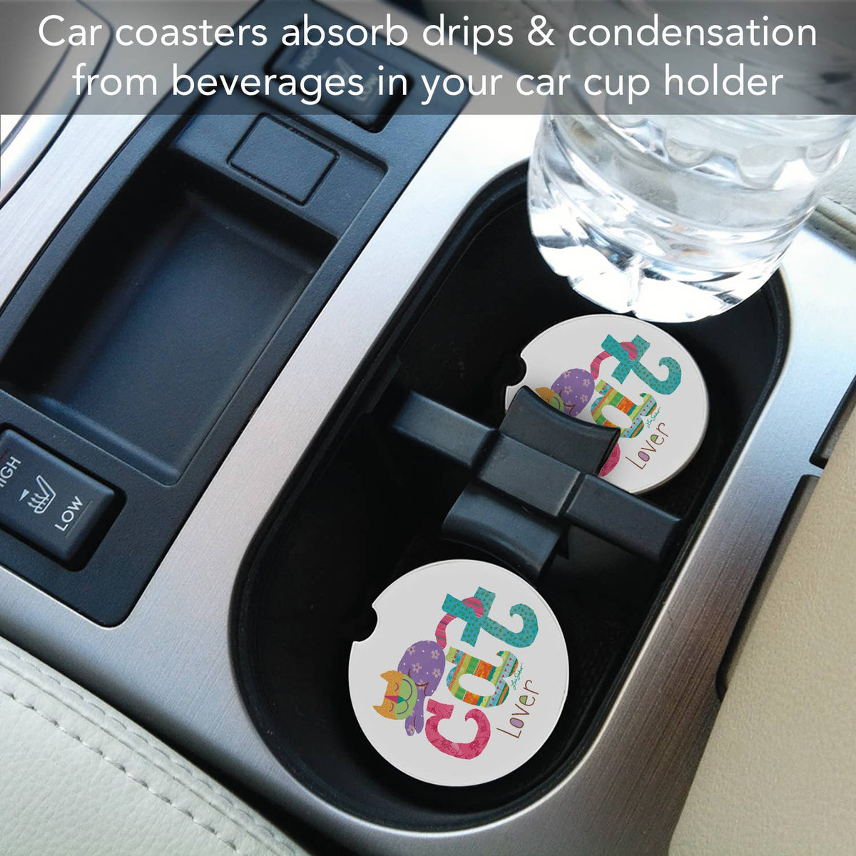 Cat Lover Absorbent Stone Car Coaster 1 Pk