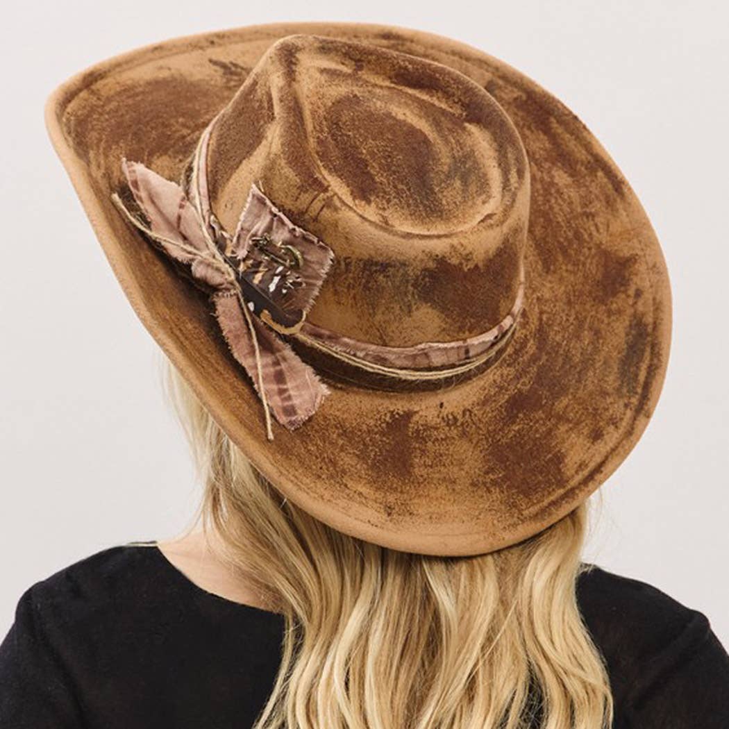 Vintage Versatile Shapeable Cowgirl & Fedora Hat With Feathe: TP
