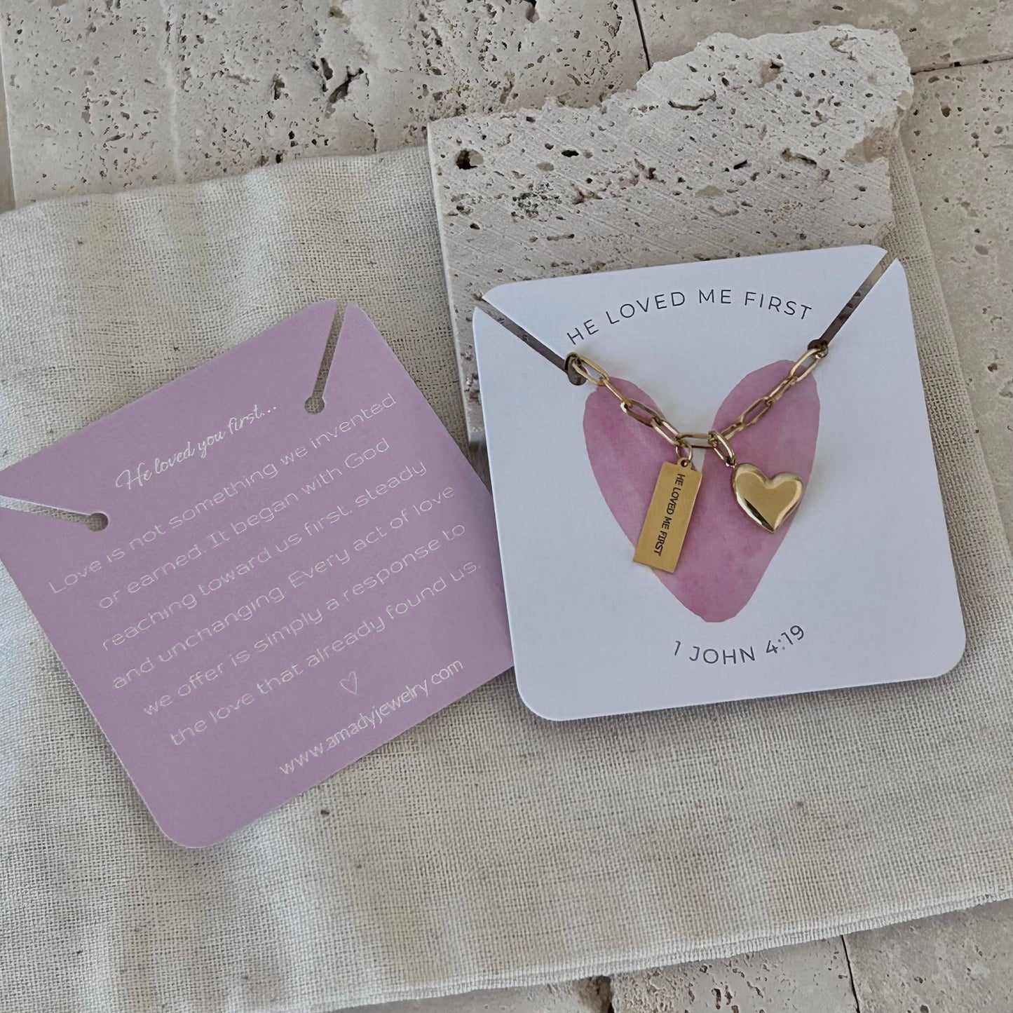 Christian Necklace Jewelry Bible verse He loved me first