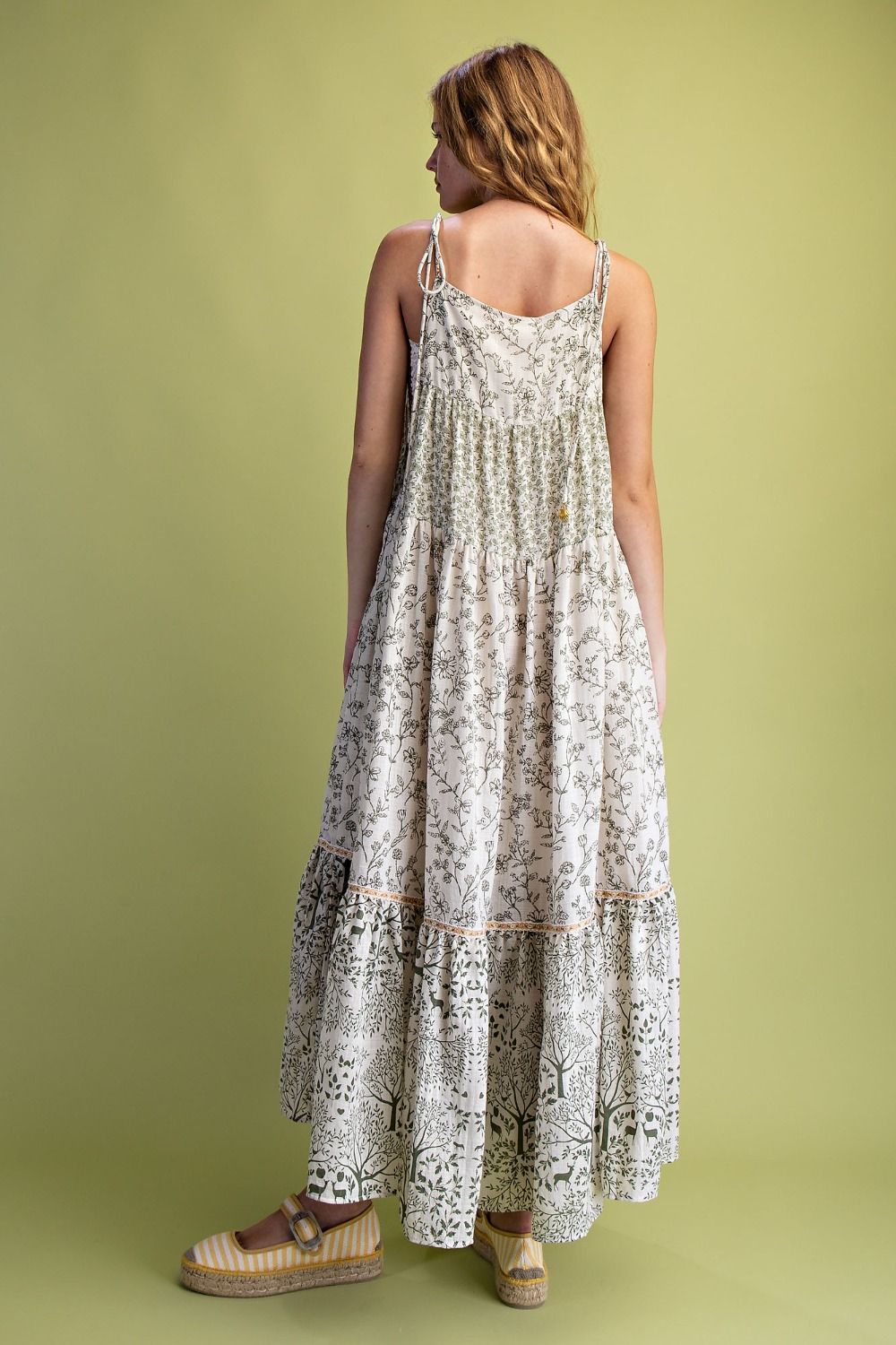 BOHO DEER LINEN TIERED MAXI DRESS