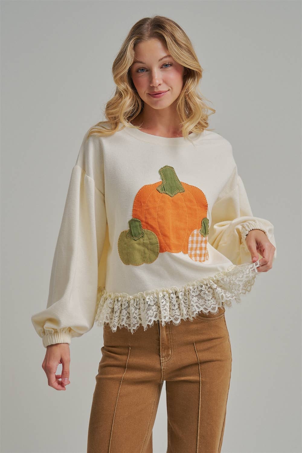 PUMPKIN APPLIQUE FALL THANKSGIVING TOP