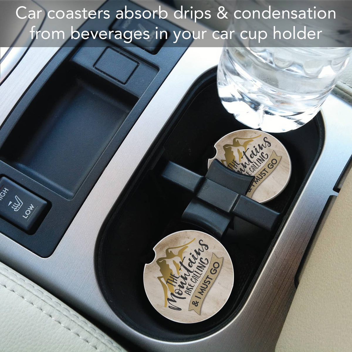 The Mountains Are Calling Absorbent Stone Car Coaster 1 Pk