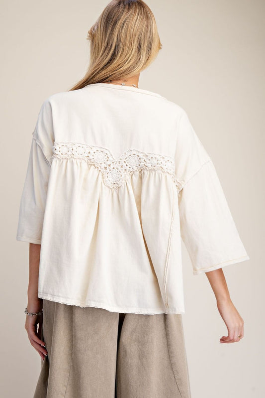 Embroidered Babydoll Top