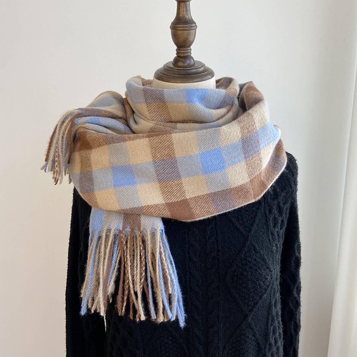 Vintage Wool-Blend Scarf – Cozy Winter Neck Wrap_CWASC1476: GREEN2 / (OS) 1
