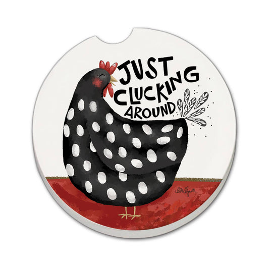 "Clucking Around" Absorbent Stone Car Coaster 1pk