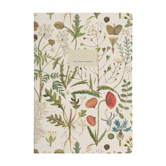 Vegan Leather A5 Notebook - Greens and Flowers