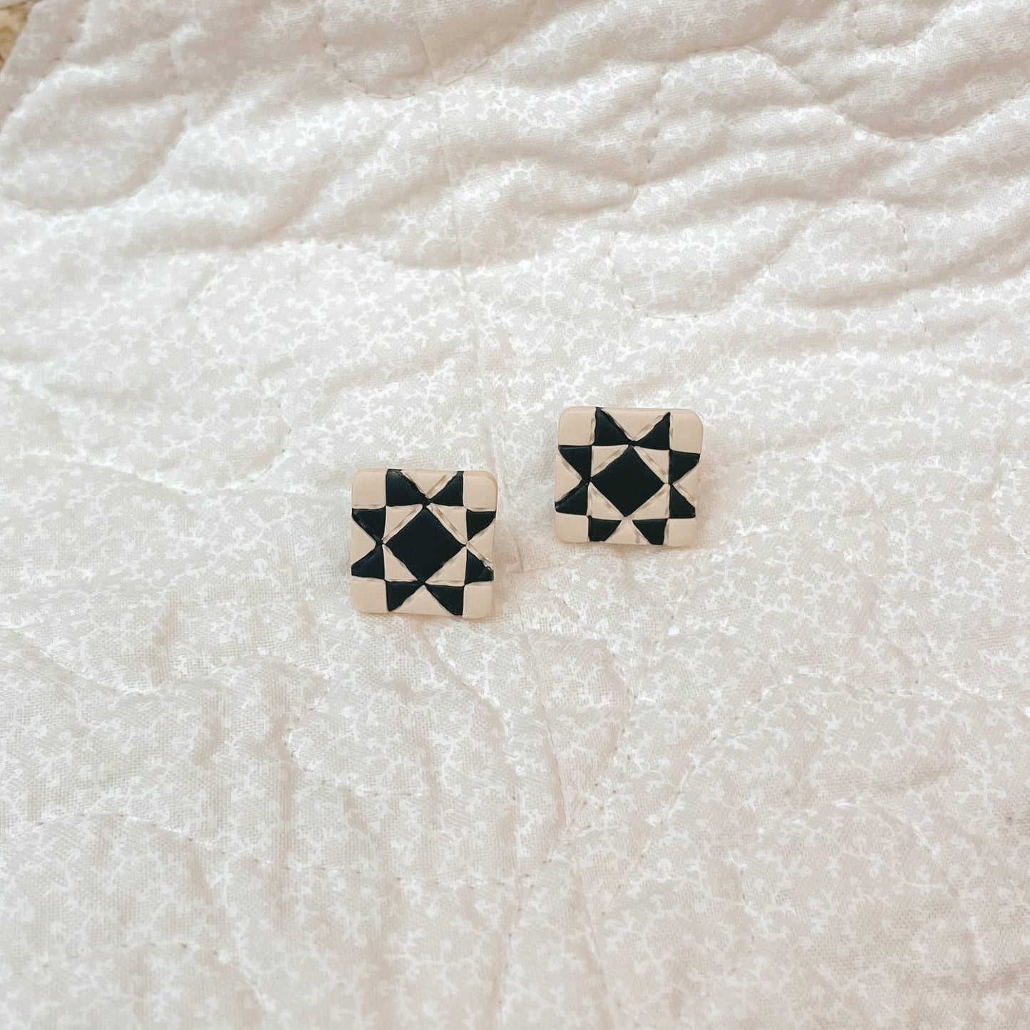 Quilt Block Stud Earrings: Classic