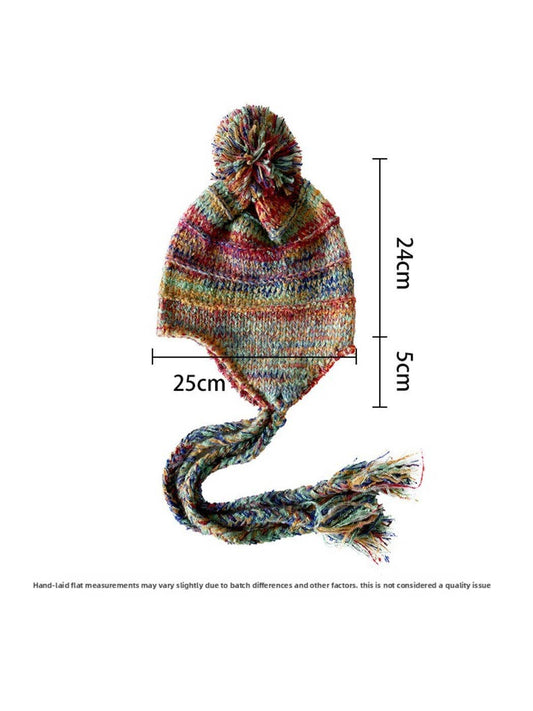 Haila - Women’s Colorblock Knit Earflap Beanie: Green