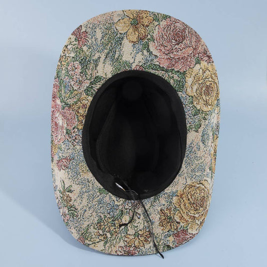 Darlin Embroidered Floral Tapestry Cowboy Hat: 3MULTI