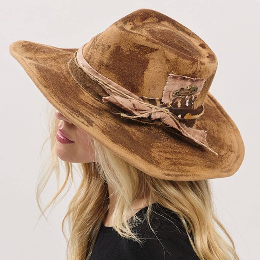 Vintage Versatile Shapeable Cowgirl & Fedora Hat With Feathe: TP