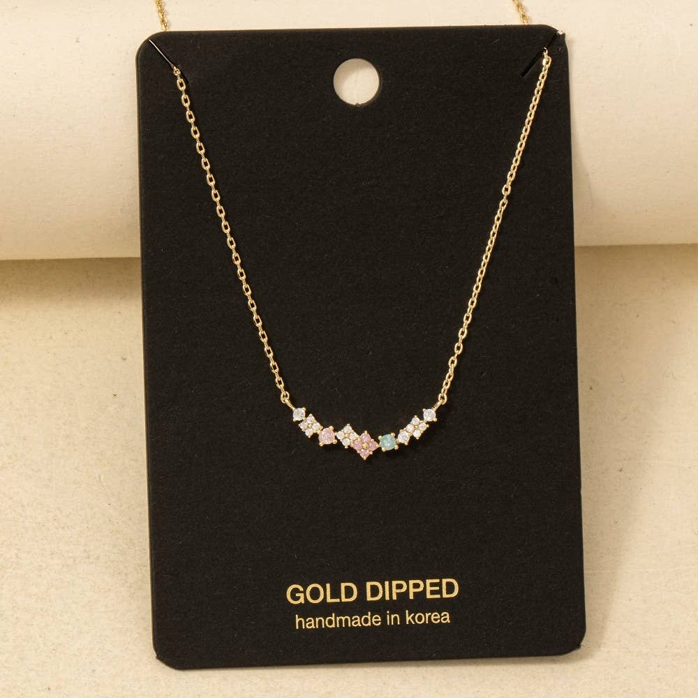 Mini Flower Cz Charm Necklace: G