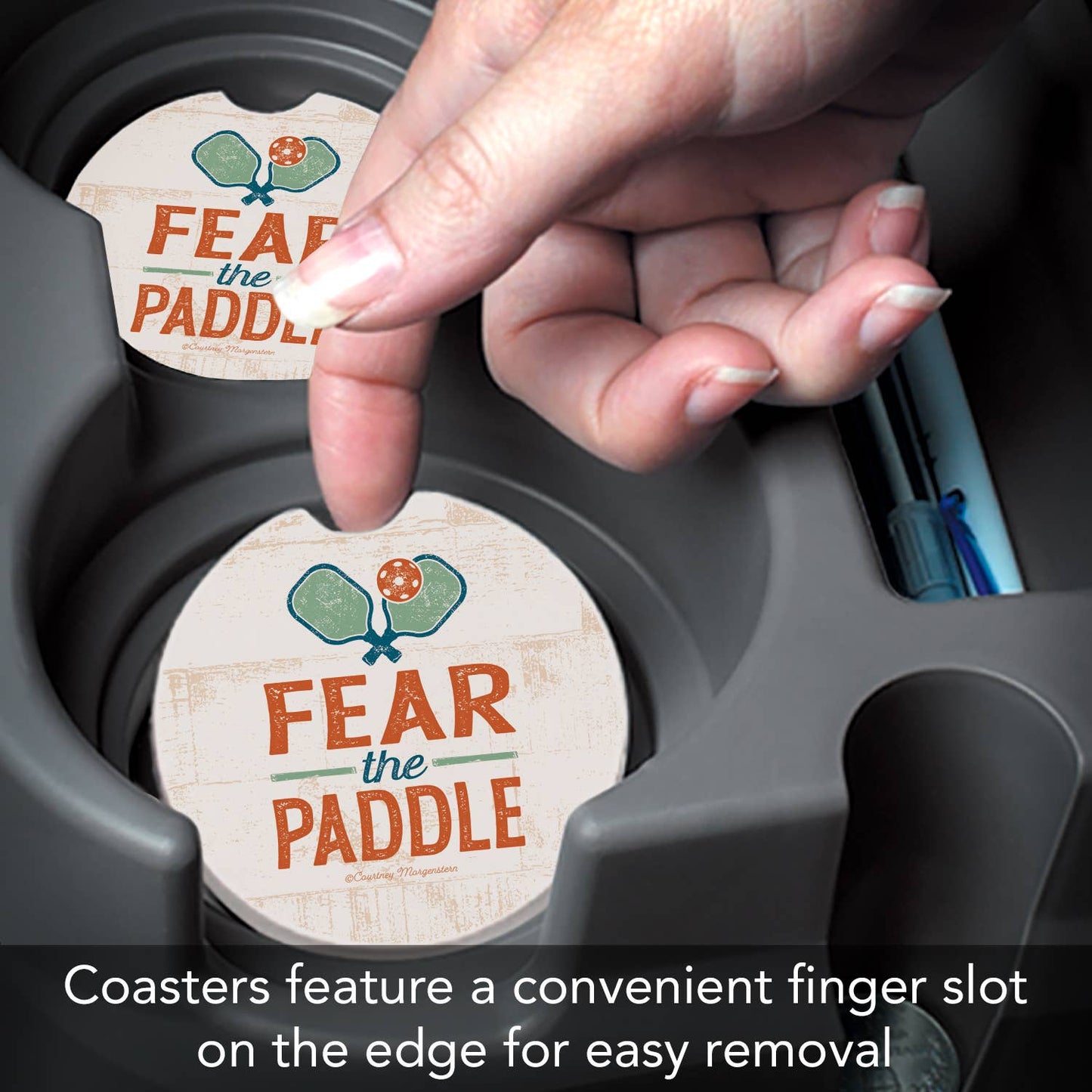 "Fear The Paddle" Absorbent Stone Car Coaster