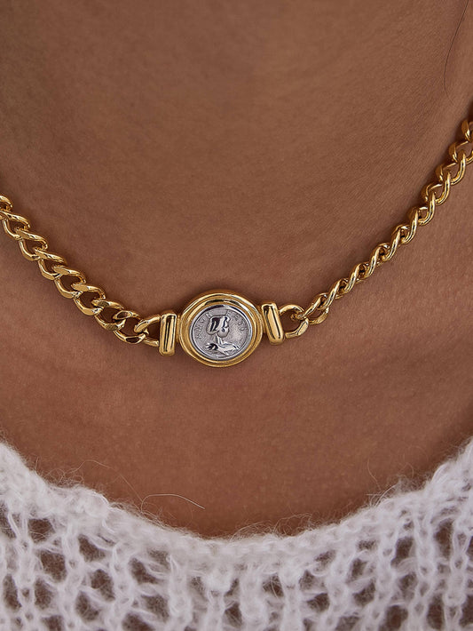 Parisse 18K Gold Non-Tarnish Coin Pendant Necklace: Yellow Gold