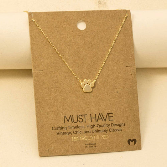Mini Paw Print Charm Necklace: G