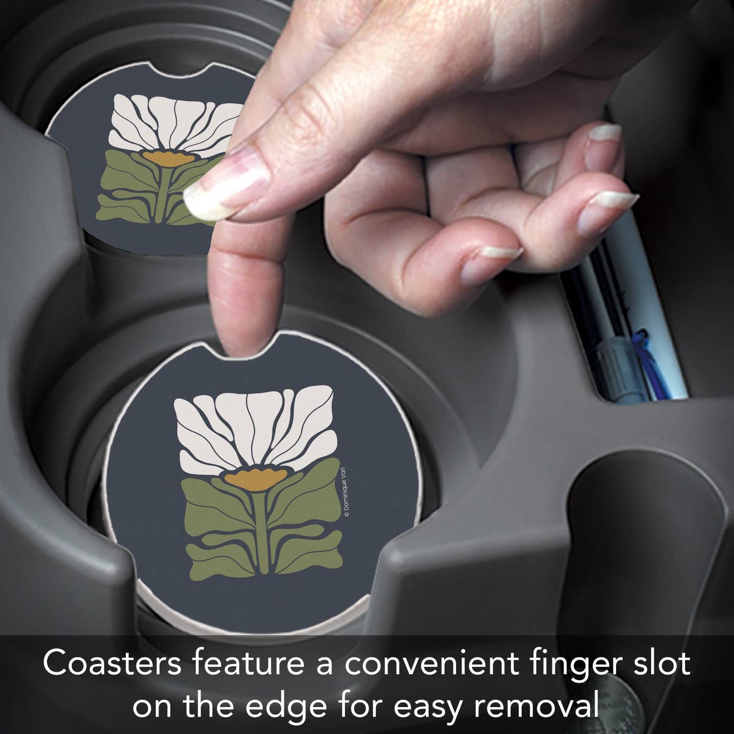 "Bohemian Floral" Absorbent Stone Car Coaster 1pk
