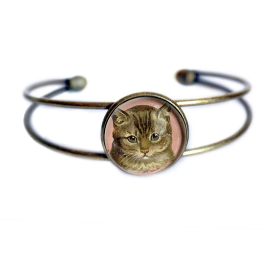 Best Friends Victorian Tabby Cat Cuff Bracelet