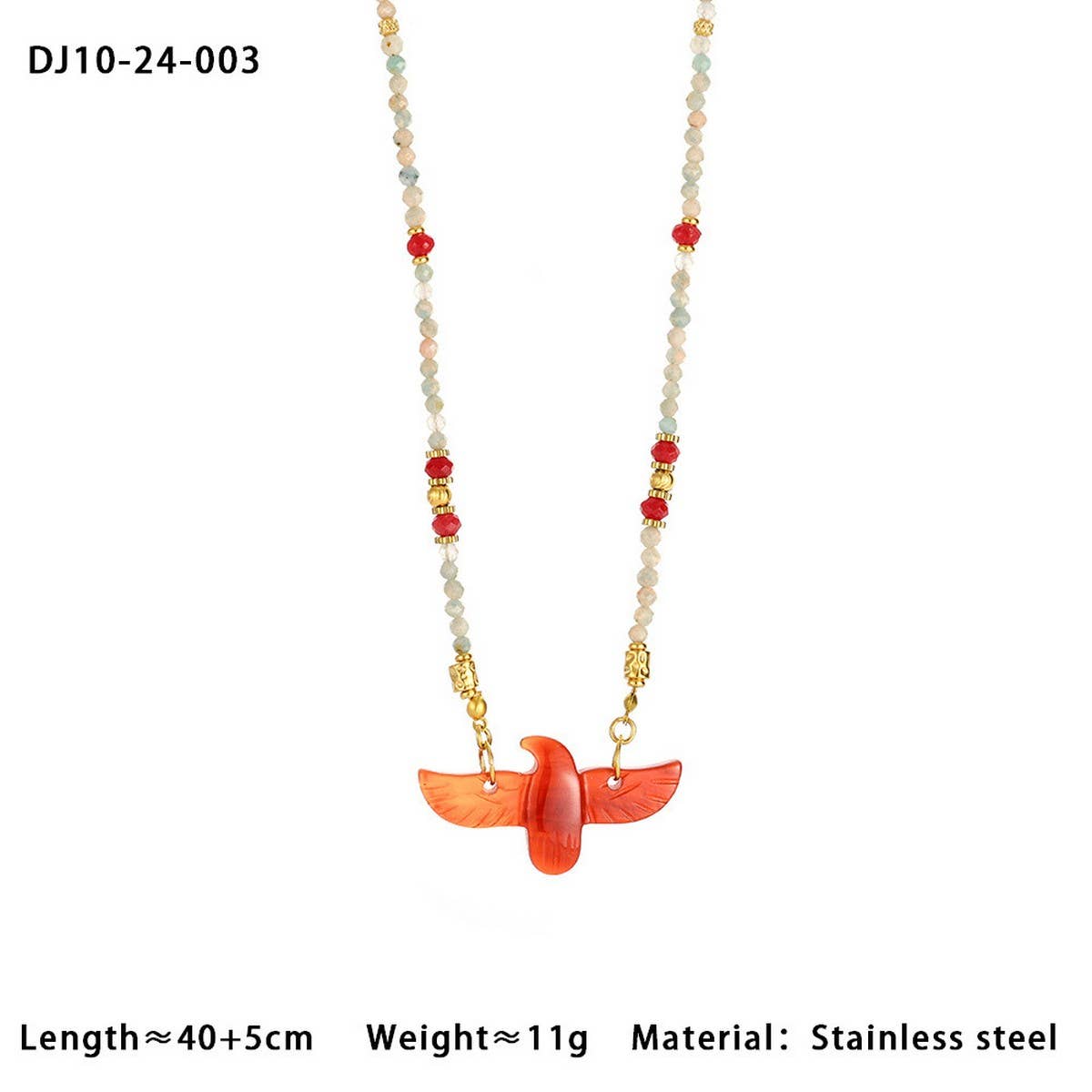 High-End Eagle Beaded Natural Stone Necklace_CWMM7542: TYPE1 / (OS) 1