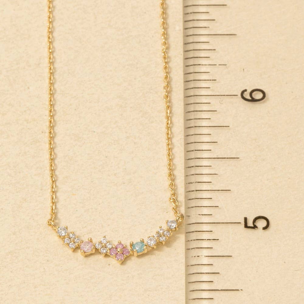 Mini Flower Cz Charm Necklace: G