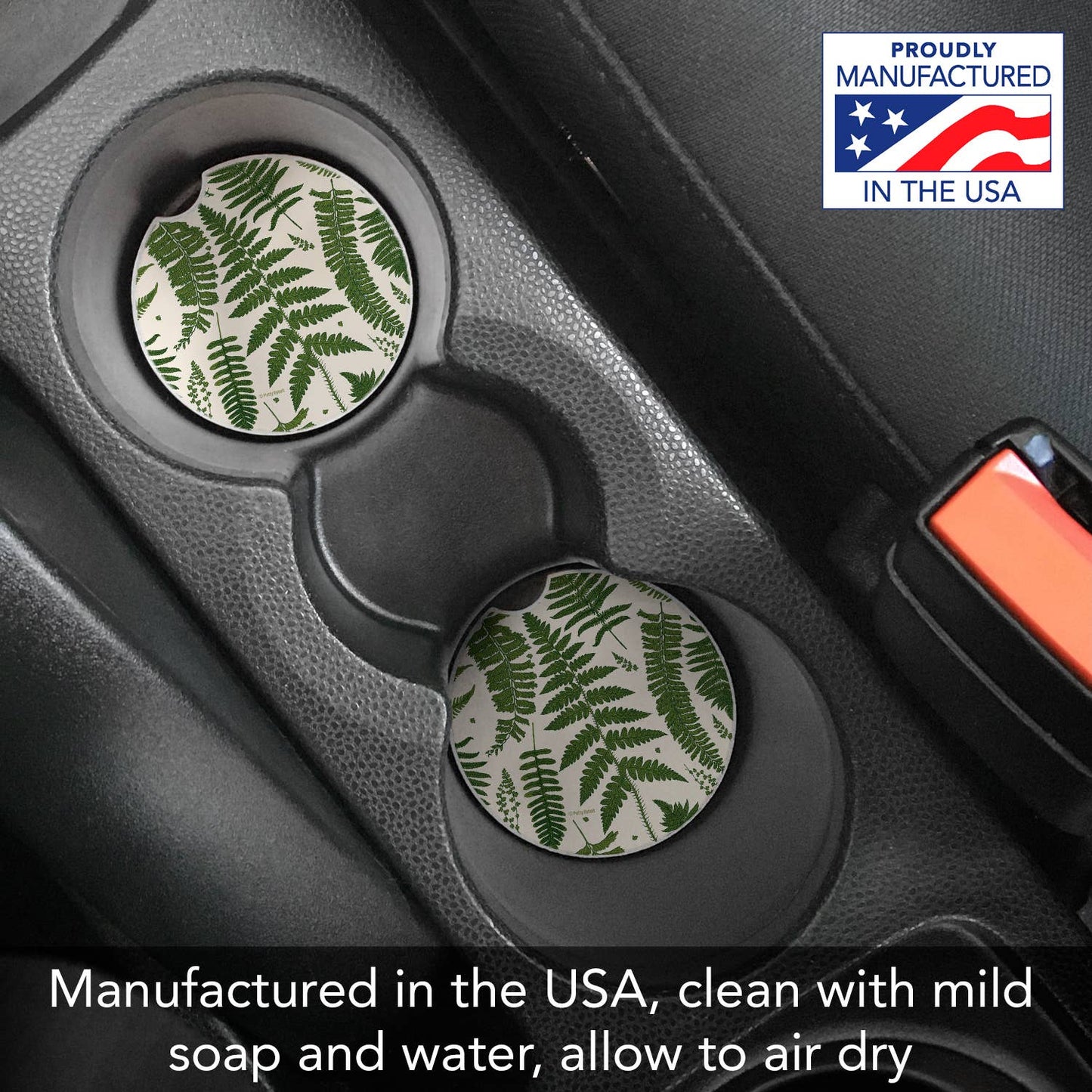 "Natural Ferns" Absorbent Stone Car Coaster 1pk