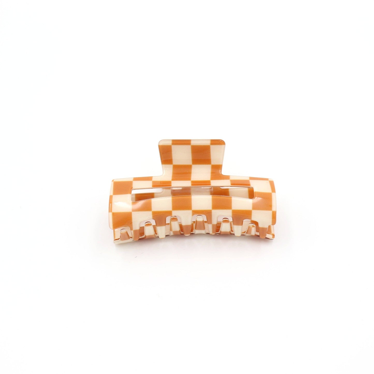 Checkered 3.25 inch Claw Clips: Toffee Checkered