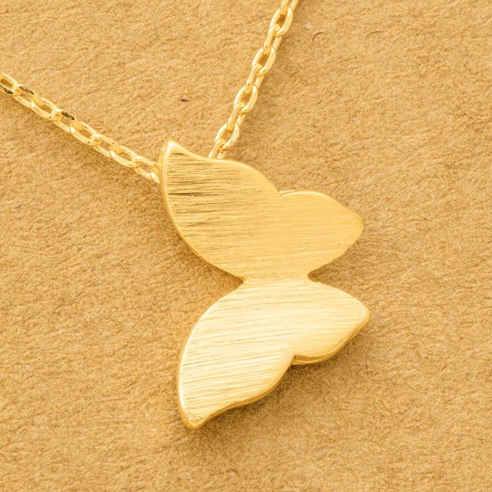 Gold Dipped Mini Butterfly Pendant Necklace: G