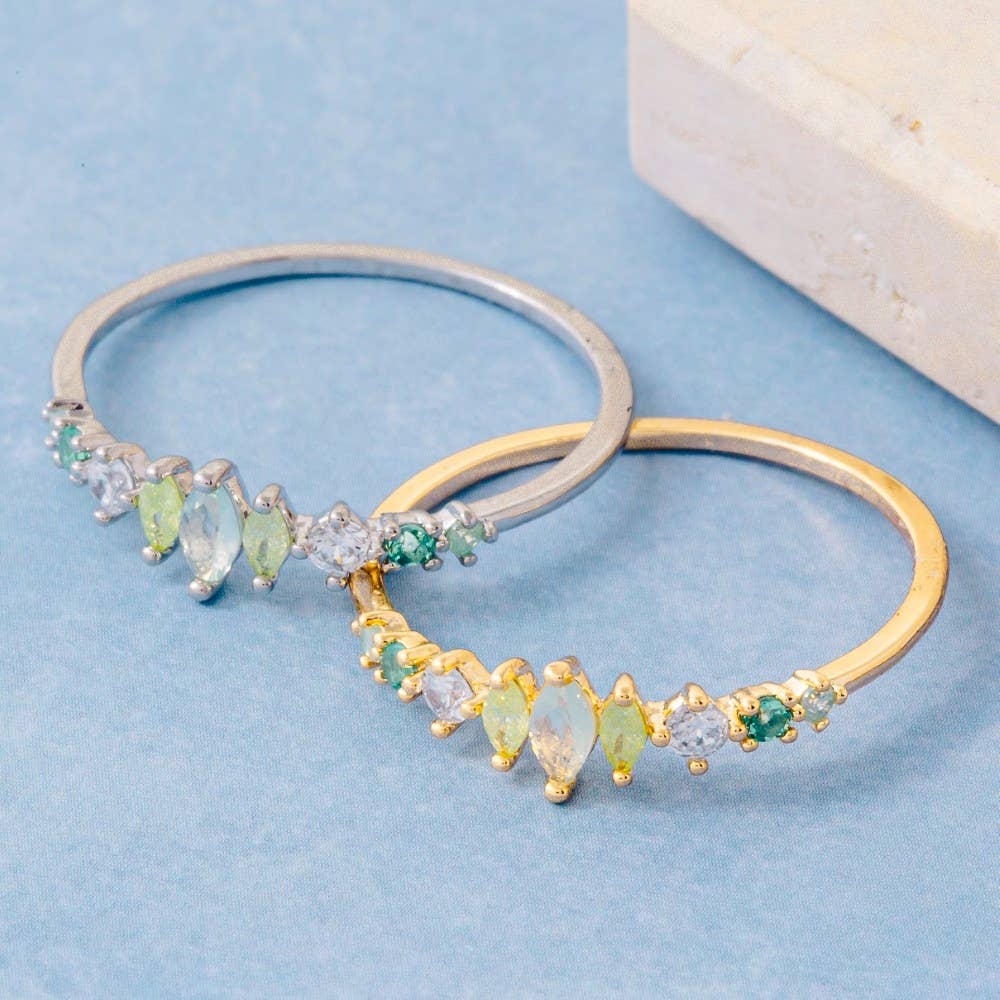Gold Dipped Cz Rhinestone Ring: G