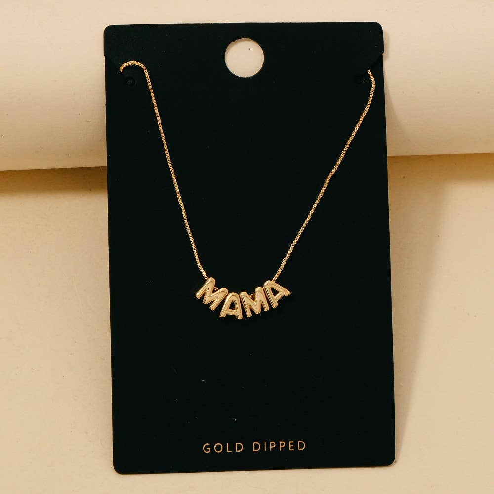 Gold Dipped Mama Letters Chain Necklace: GOLD