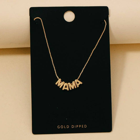 Gold Dipped Mama Letters Chain Necklace: GOLD