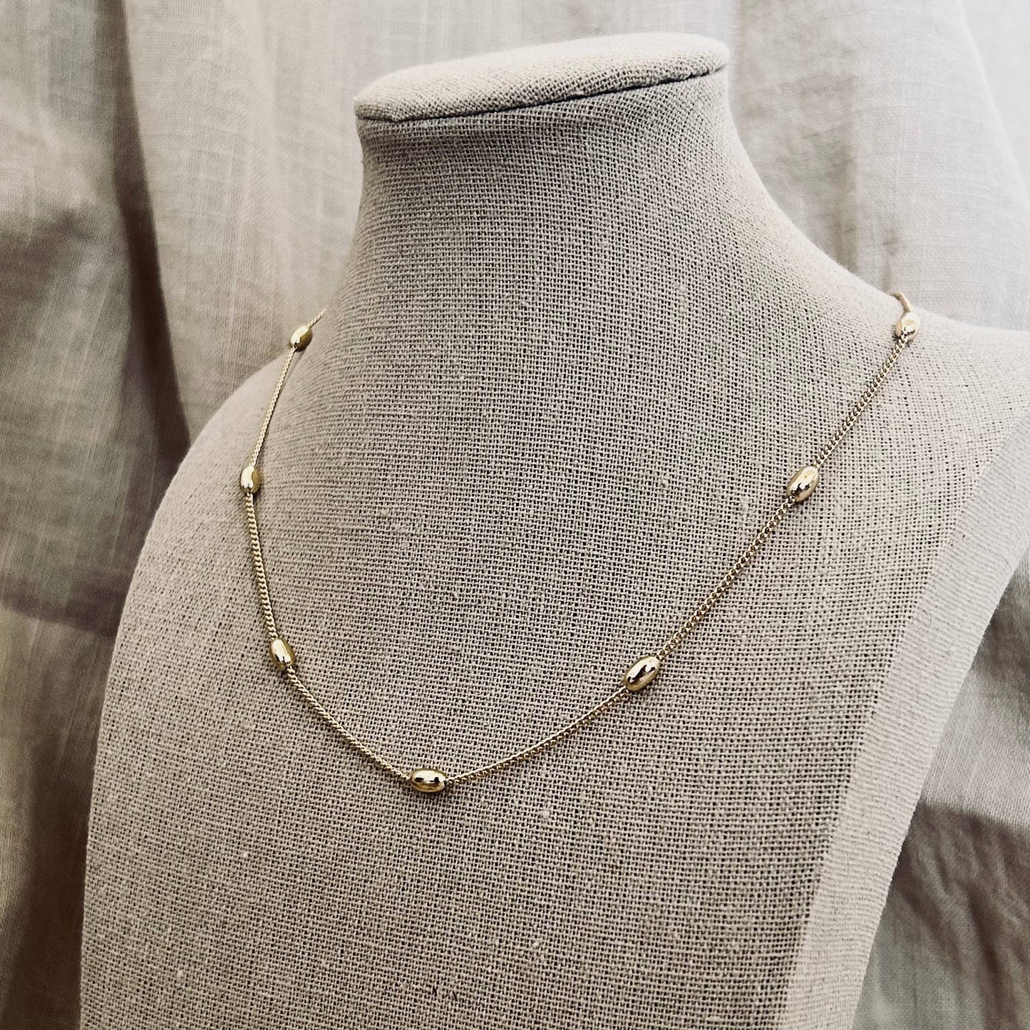 Beaded layering chain necklace 14k gold filled 18 inches