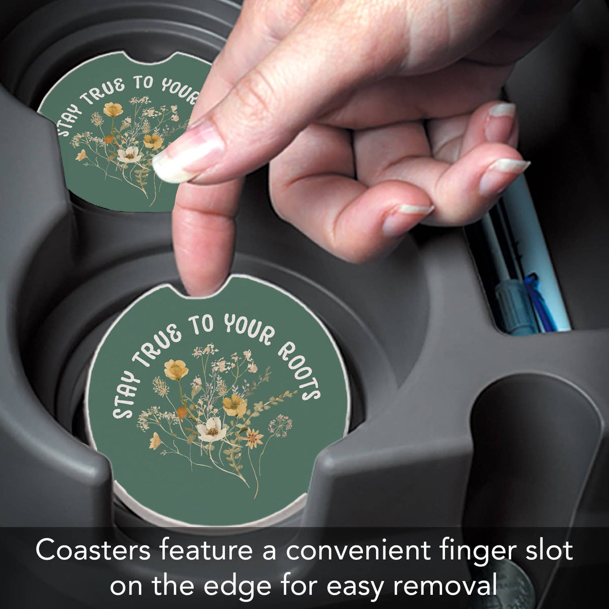 "Roots" Absorbent Stone Car Coaster 1pk