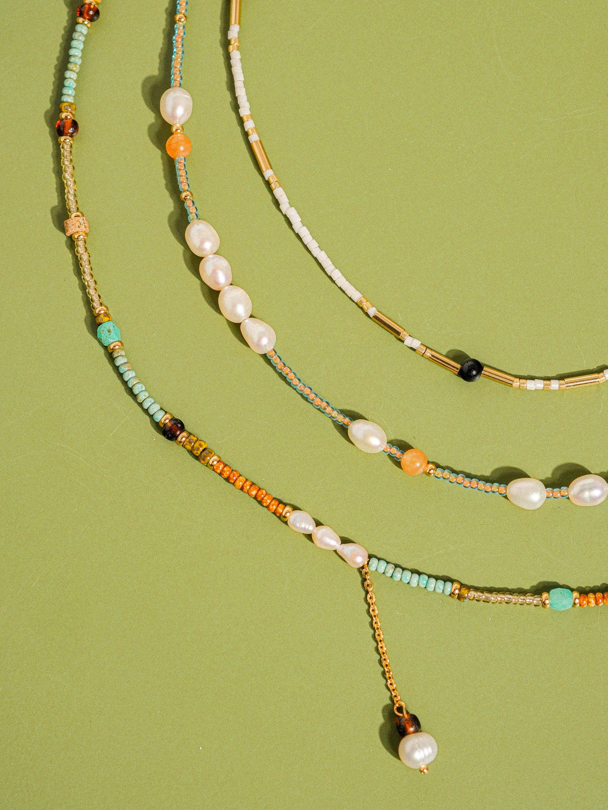 18K Handmade  Bohemian Beaded Stack Necklaces: Sapphira-Turquoise