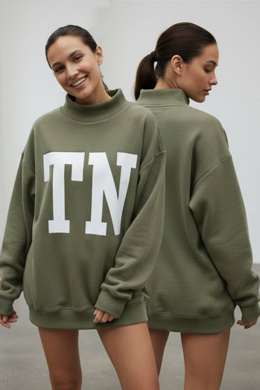 Reversible TN floral mock neck sweatshirt