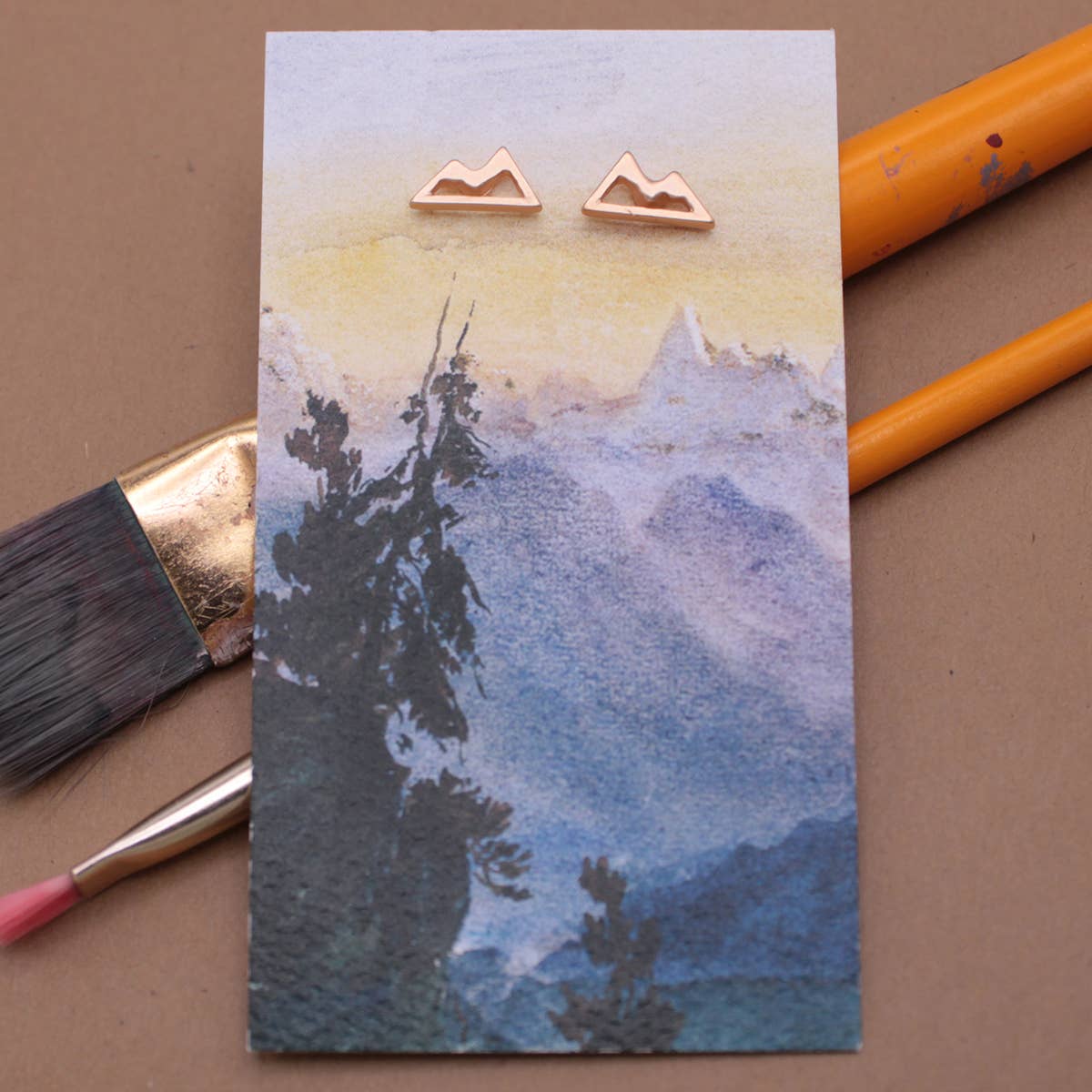 Mountain View Fine Art Gold Post Earrings
