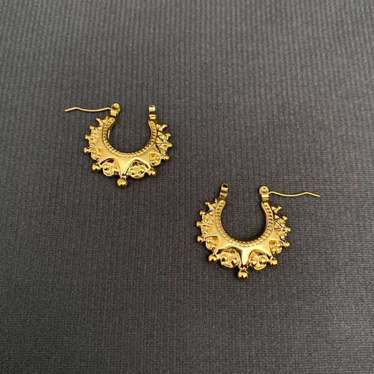 Crown 18K Gold Plated Stainless Steel Hoop Earrings - FGS