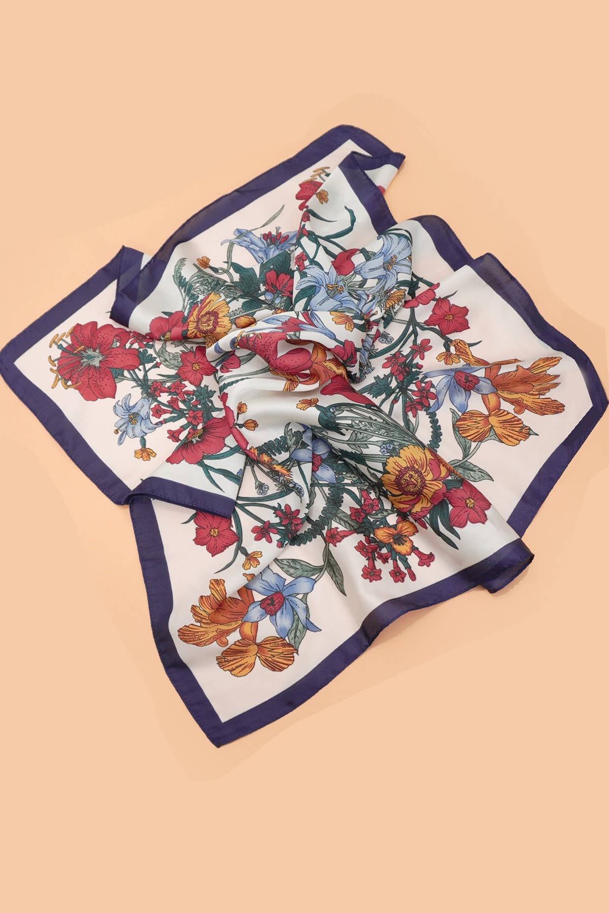 LARGE FLORAL PRINT BANDANA SCARF | 40SC651: OFF WHITE