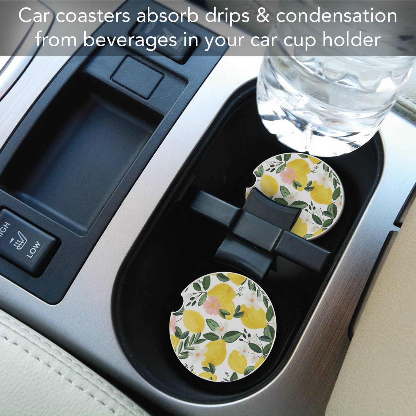 "Lemons On The Vine" Absorbent Stone Car Coaster 1pk