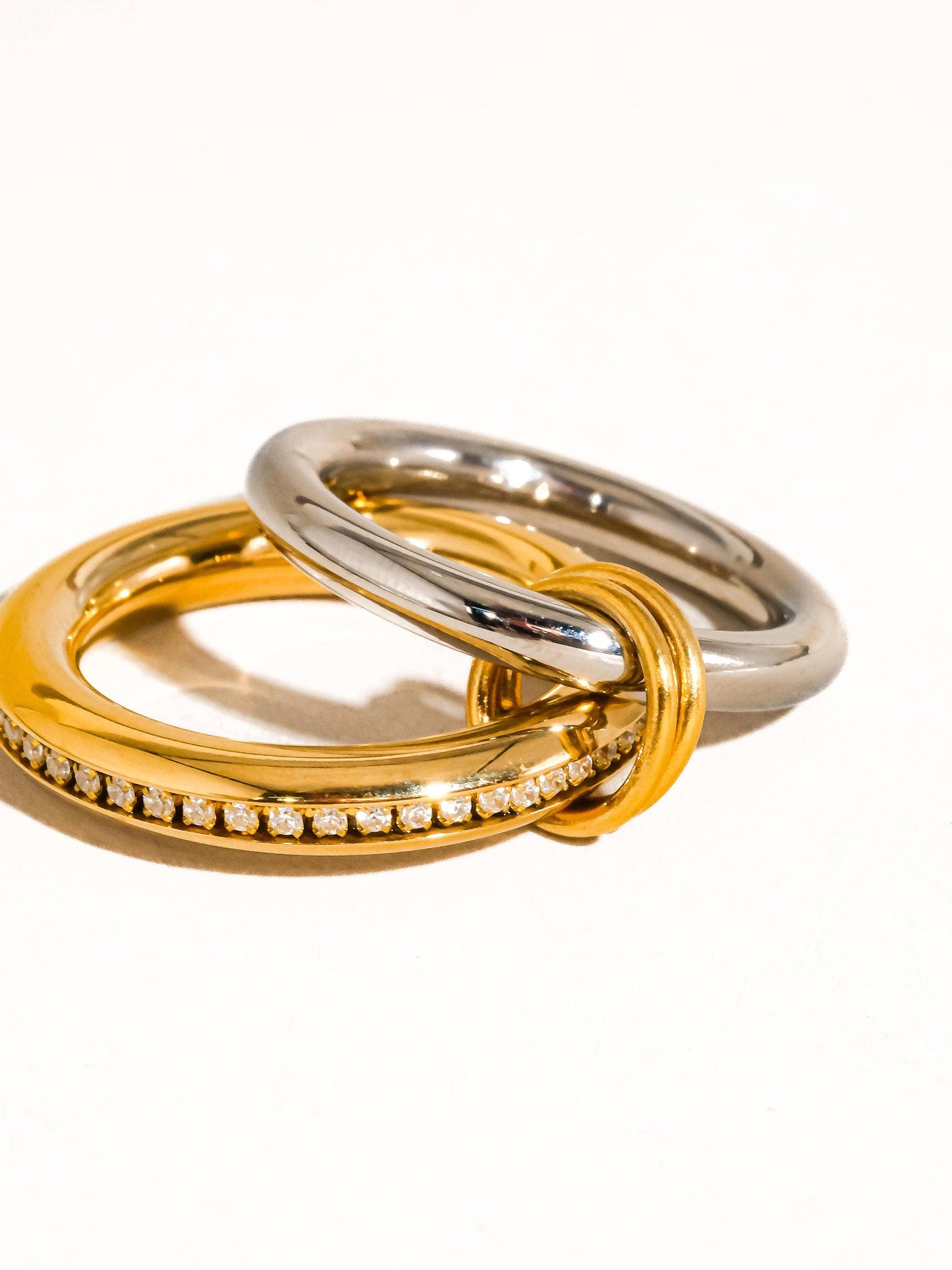 Bayard 18K Gold Non-Tarnish Multi Stack CZ Band Ring: Multi-Colored / 8