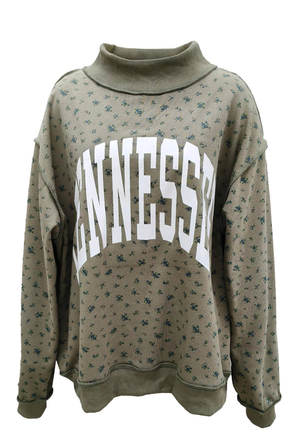 Reversible TN floral mock neck sweatshirt