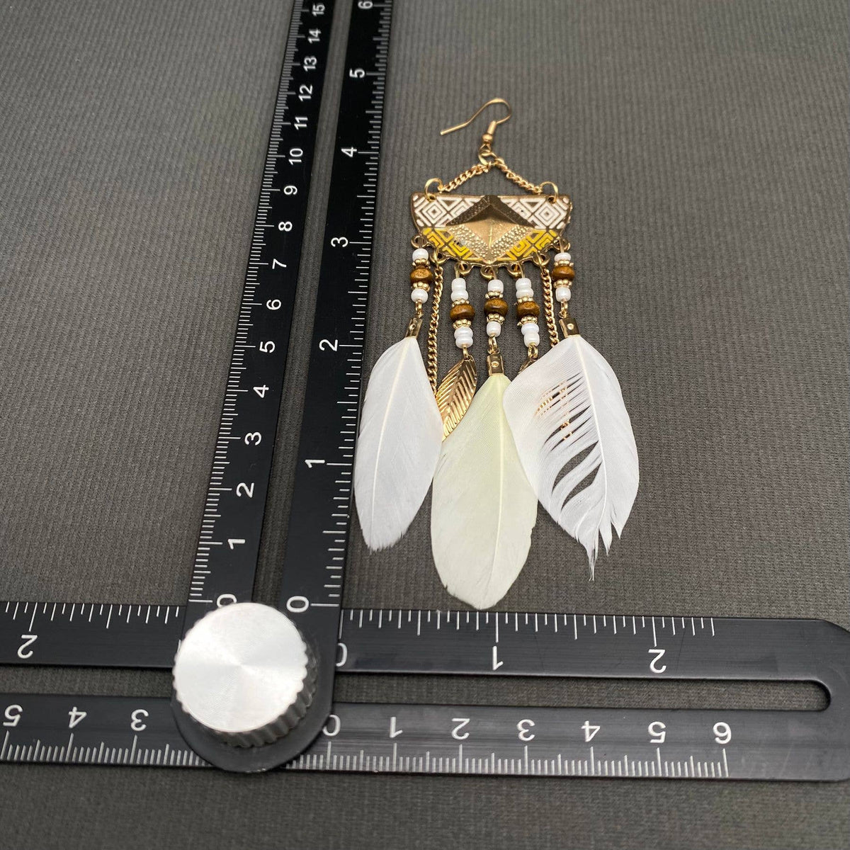 Multi-style White Feather Fringe Dangle Earrings: B