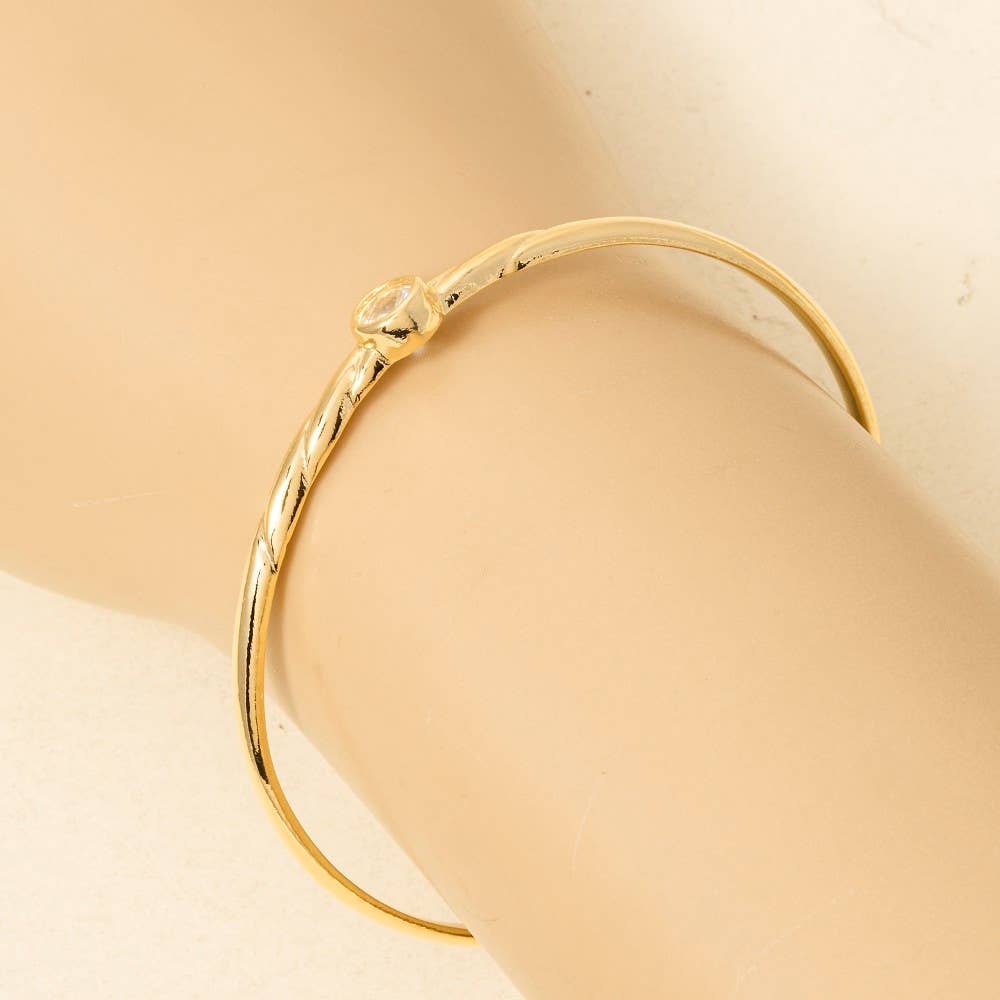 Minimalist Gold Dipped Cz Stud Cuff Bracelet: G