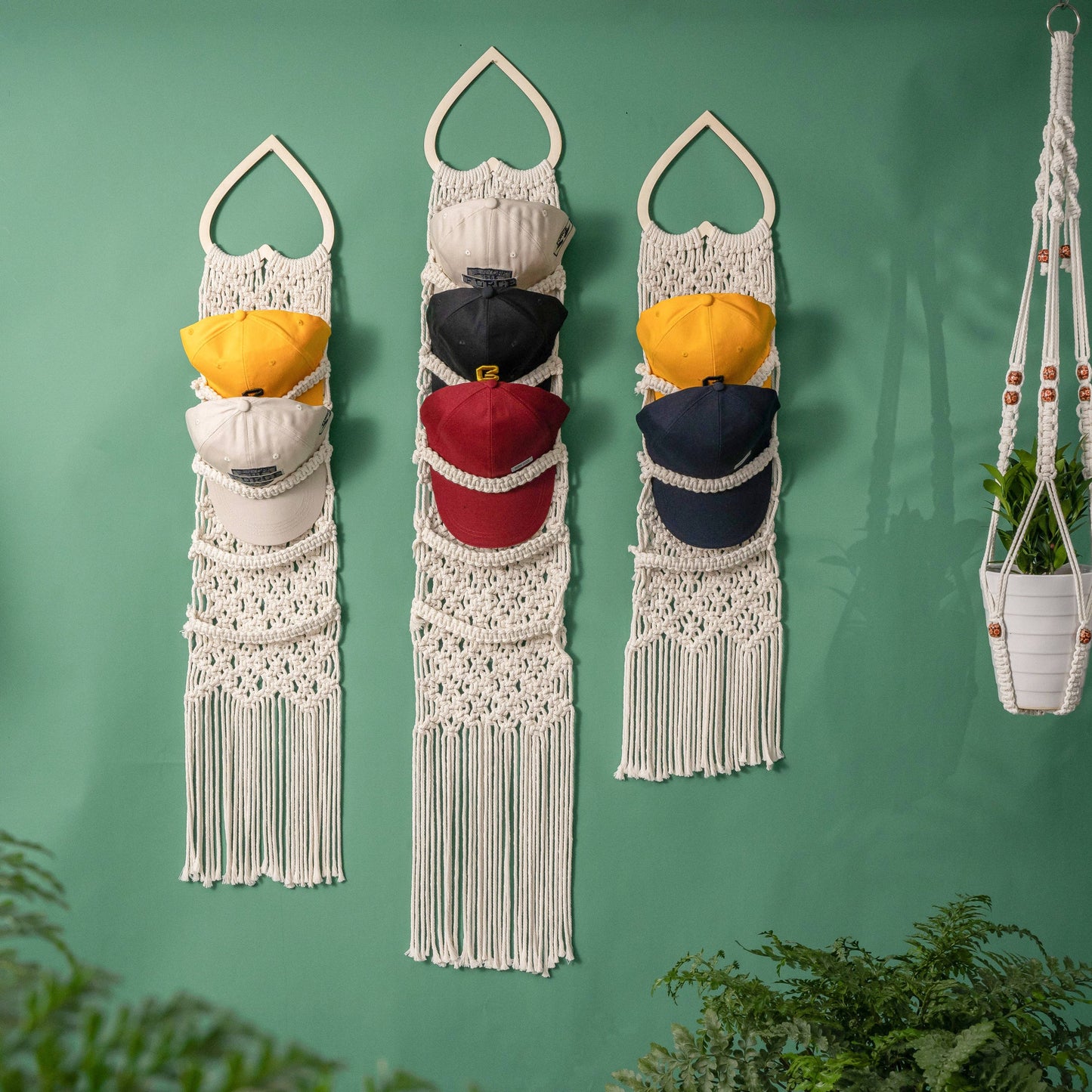 Handmade Baseball Cap Hanger - Wall Mounted Hat Display Rack: 3 Hats