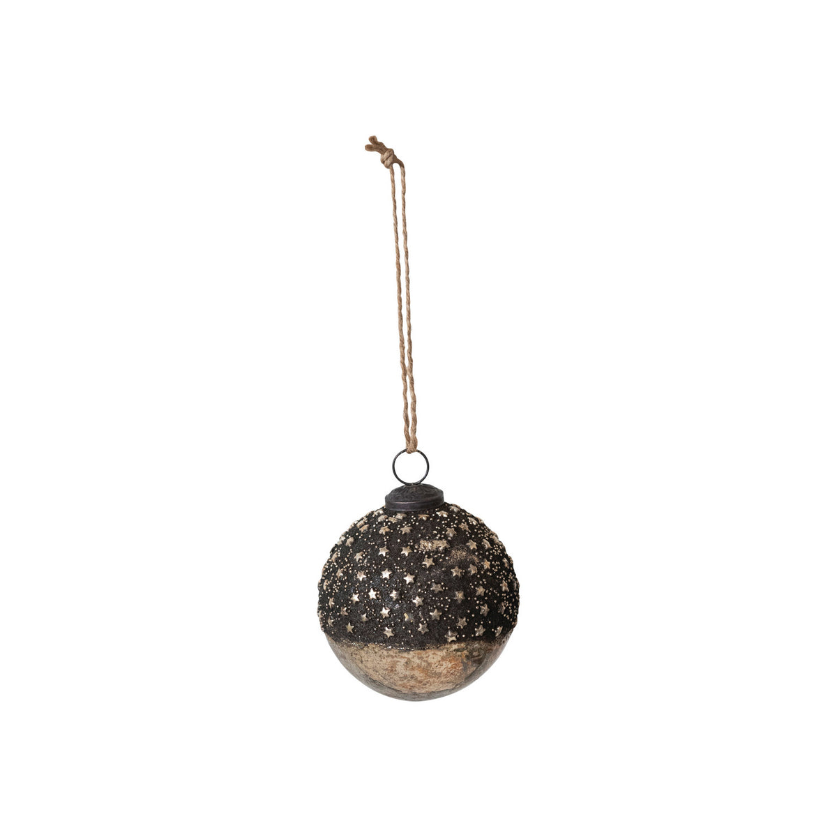 Mercury Glass Ball Ornament w/ Stars