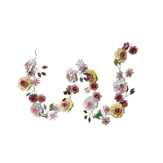 Hand painted metal floral garland