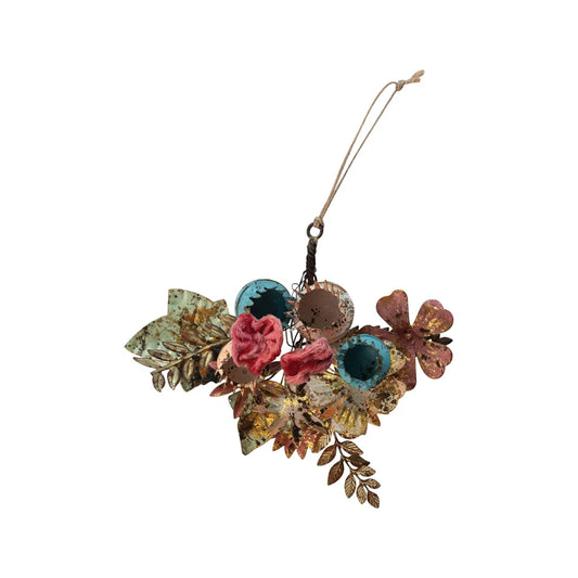 Hand painted metal flower ornament