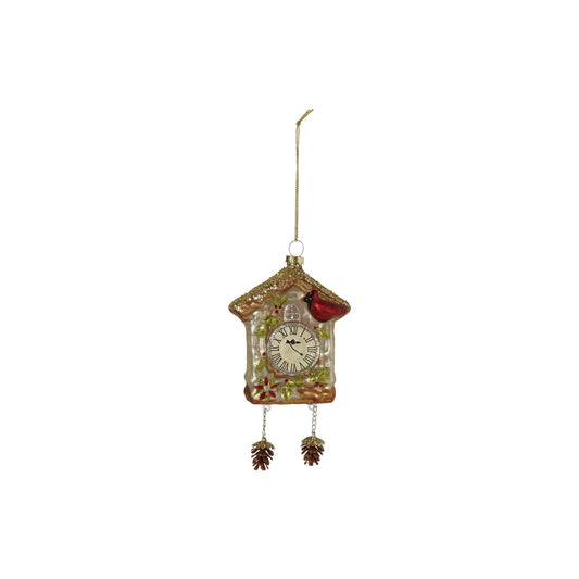 Hand-Painted Mercury Glass Cuckoo Clock Ornament